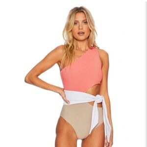 Beach Riot Carlie One-Shoulder Colorblock Cutout Swimsuit